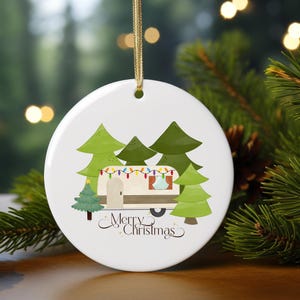 Merry Christmas Camper Ornament | Cute RV Tree Decoration | Holiday Travel Trailer Ornament | First Christmas in Camper | Camping Ornament