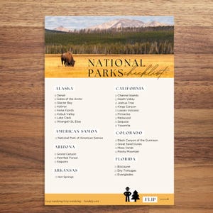 National Parks Checklist & Journal | Printable Travel Journal | 63 U.S. National Parks Bucket List | Adventure Log | Digital Download