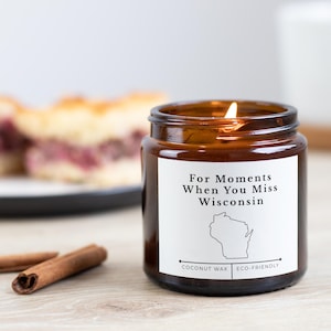 Wisconsin Candle | For Moments When You Miss Wisconsin | Minimalist State Gift | Coconut Wax | Eco-Friendly Homesick Candle | Midwest Gift