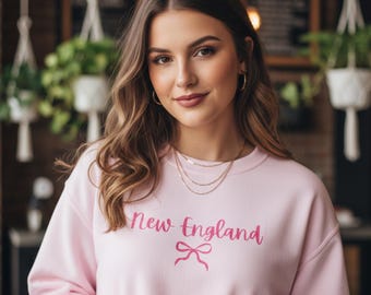 Sudadera con lazo de Nueva Inglaterra / Cuello redondo con estilo coqueto / Suéter estilo cottagecore de Nueva Inglaterra / Regalo suave de otoño / Suéter costero preppy