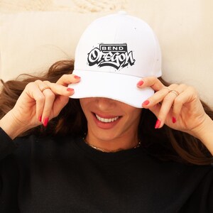Bend Oregon Hat | Retro Outdoor Baseball Cap | Bold Graphic Embroidered Hat | Adventure Trucker Hat | Oregon Mountain Town Souvenir