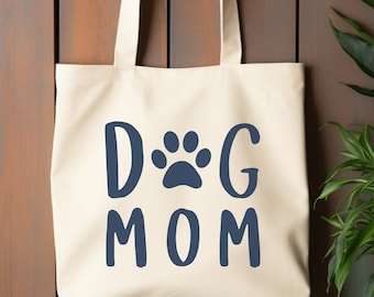 Dog Mom paw print Tote | Canvas grocery tote, pet lover bag