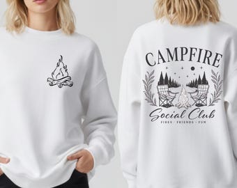Sweatshirt Campfire Social Club | Retro campingtrui met ronde hals | Gezellige outdoor hoodie of ronde hals voor liefhebbers van kampvuur