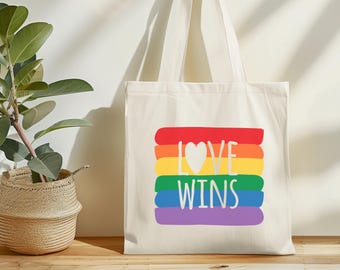 Borsa tote Rainbow Love Wins / Borsa tote Pride / Regalo LGBTQ+ / Borsa tote Equality / Borsa Gay Pride