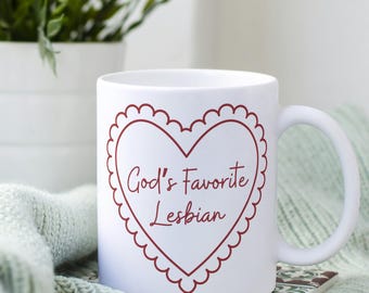Gods Favorite Lesbian Mug | Funny LGBTQ Gift | Pride Coffee Cup