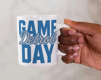 Detroit Football Ceramic Coffee Mug | Lions Fan Gift | Game Day Coffee Cup