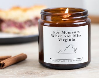 When You Miss Virginia Candle | State Pride Gift | Coconut Wax Jar Candle | 4oz or 9oz | Virginia Lovers Gift | Scented Travel Candle