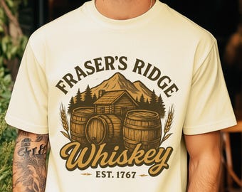 Fraser's Ridge Whisky Comfort Colors®-T-shirt | Shirt geïnspireerd op Outlander | Vintage verontruste westernafbeelding