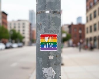 Rainbow Love Wins Kiss-Cut Decal | Pride Sticker | LGBTQ+ Equality Vinyl Decal | Waterproof Car Laptop Water Bottle Sticker