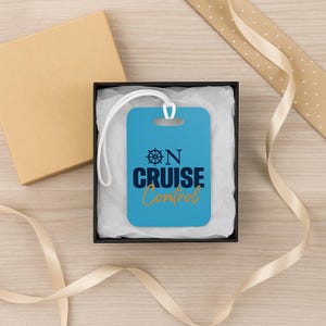 On Cruise Control Luggage Tag | Cruise Vacation Travel Accessory | Funny Cruise Ship Bag Tag