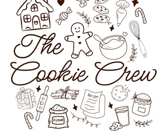 Cookie Crew PNG | Baking Doodles Clipart | Christmas Baking Shirt Design | Cookie Squad Digital Download | Commercial Use