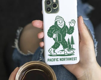 Pacific Northwest Bigfoot iPhone Case - Sasquatch Phone Cover | PNW Outdoor Adventure Gift | Hiking Camping Nature Lover Protective Case