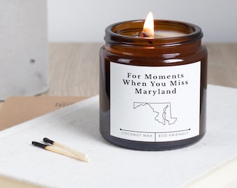 When You Miss Maryland Candle | Chesapeake Bay Scent | Homesick State Coconut Wax Candle | Maryland Gift for Locals & Expats | College Gift