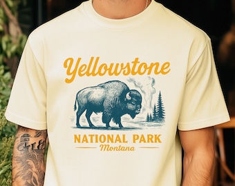 Yellowstone National Park T-Shirt | Comfort Colors Bison Tee | Montana Nature Graphic Shirt | National Park Adventure Hiking Tee