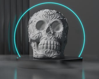 Calavera floral de Halloween - Solo archivo digital - Para impresión 3D