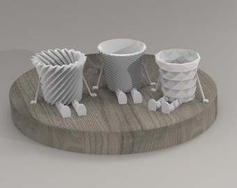 Mini Articulated Planter STL Package - Digital File only - For 3D Printing - 3 Planters!