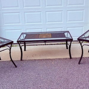 Brown Jordan Outdoor Patio Table Set – Elegant Metal & Glass