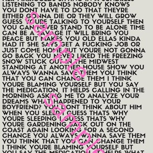 boygenius Boyfriend lyrics poster best for professional printing 8.5&quot;x11&quot;