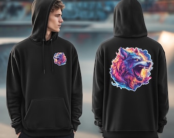 Vintage Wolf Hoodie | Howling Wolf Dad Geschenk Shirt | Komfort Farben Wildlife Tier Liebhaber Geschenk | Waldtiere Hoodie