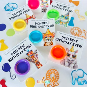 Party Animal Dough Favor Card | Safari Birthday Tag | Wild One Theme