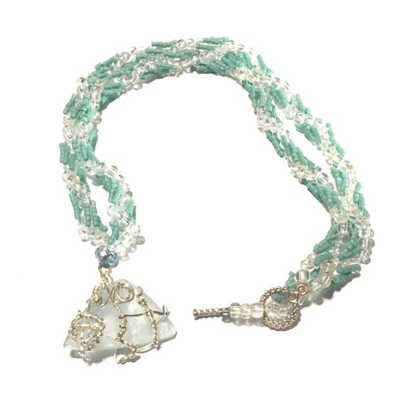 Items similar to OOAK Texas Topaz Statement Beaded Necklace, Seed Bead