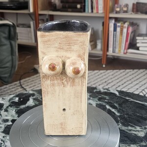 Statement ceramic plant pot – organic design, beige glaze, handmade, unique piece