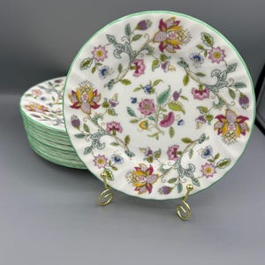 Juego de 10 platos de pan Minton Haddon Hall de porcelana inglesa vintage para fiestas de té.