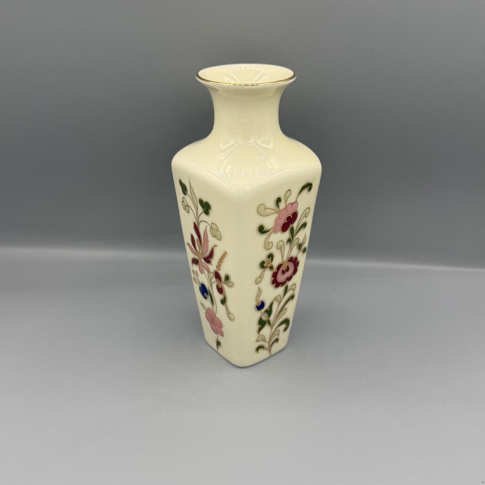 Zsolnay Hungary Porcelain Flower Vase with Reticulated Gold