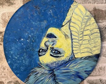 Arte de vinilo pintado a mano: LP de 12" reciclado, pintura acrílica original