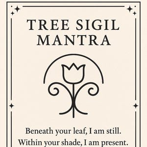 Mantra do Sigilo da Árvore | Cartão de Afirmação de Aterramento para Imprimir | Arte do Portal da Natureza para Quietude e Crescimento | Download Digital PNG + PDF