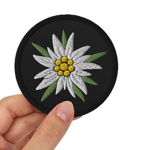 Edelweiss Embroidered Iron-On Patch: German Flower Applique