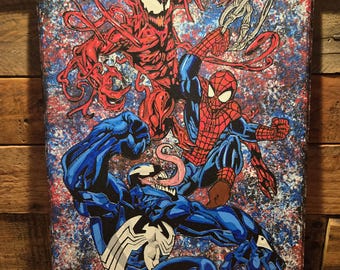 スパイダーマン vs ヴェノム vs カーネージ アートプリント - Etsy 日本