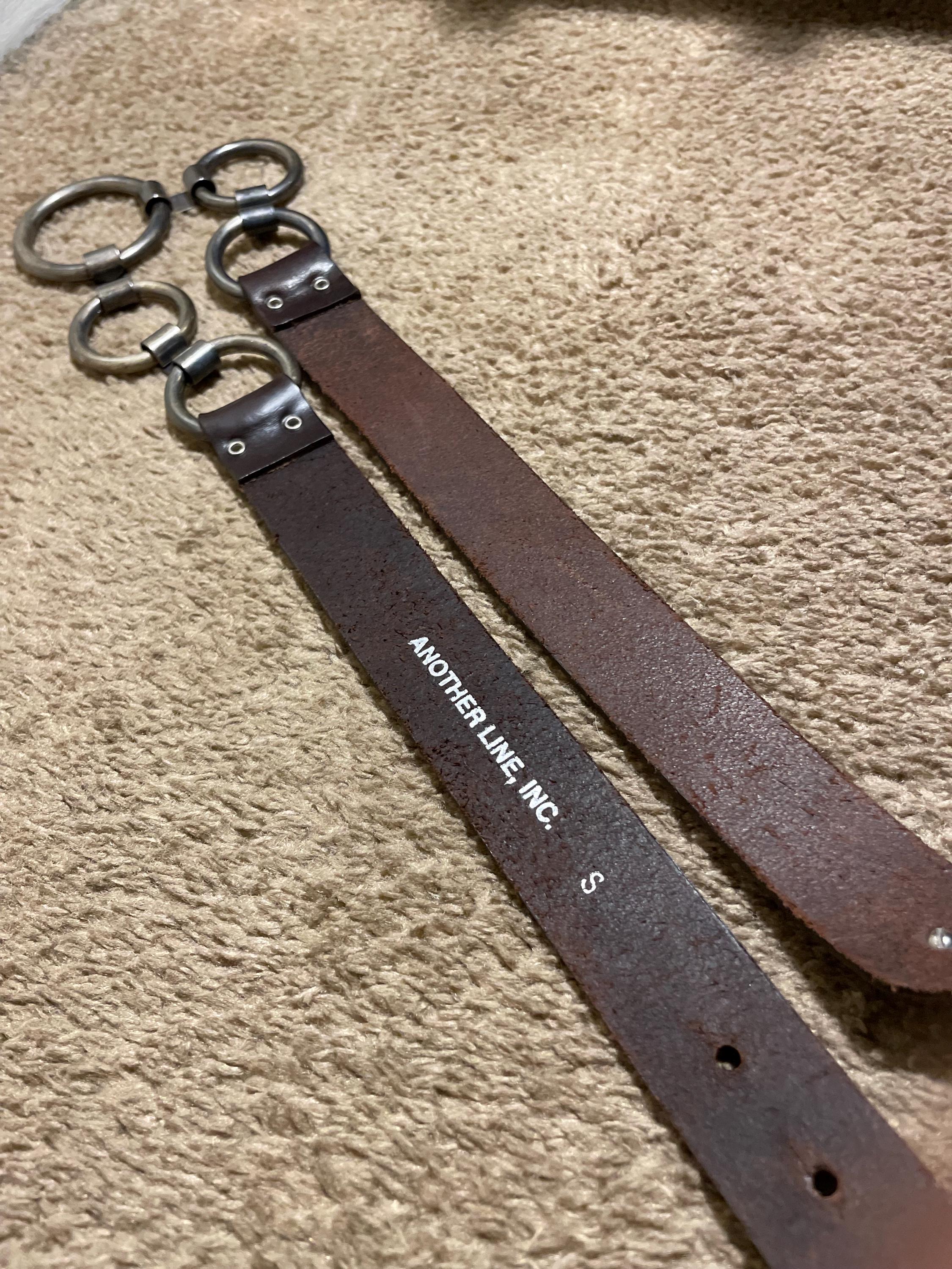 vintage Another line belt Sz L leather tab cotton elastic brown A41 Stretch Heather Webbing Club Belt main image 4
