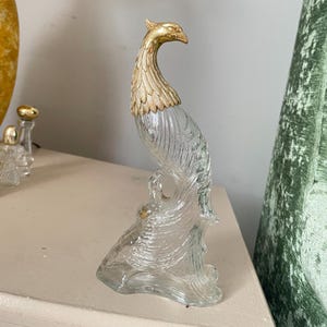 Vintage Empty Avon Peacock Perfume Decantur Bottle Gold Leaf Head