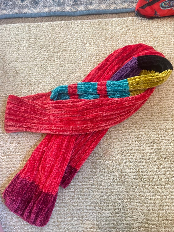 Patchwork Wool Scarf: Long Reversible Upcycled Co… - image 2