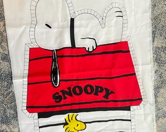 vintage Peanuts Snoopy on Dog House pillow fabric panel | 1960