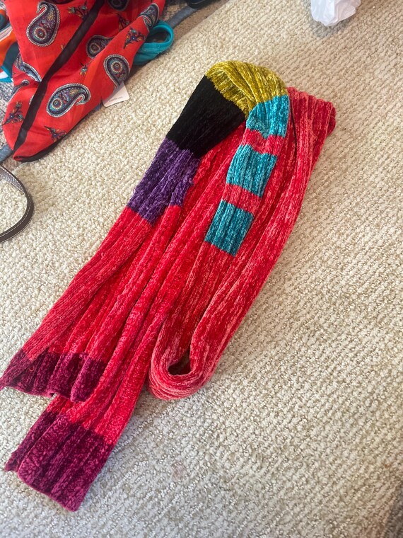 Patchwork Wool Scarf: Long Reversible Upcycled Co… - image 3