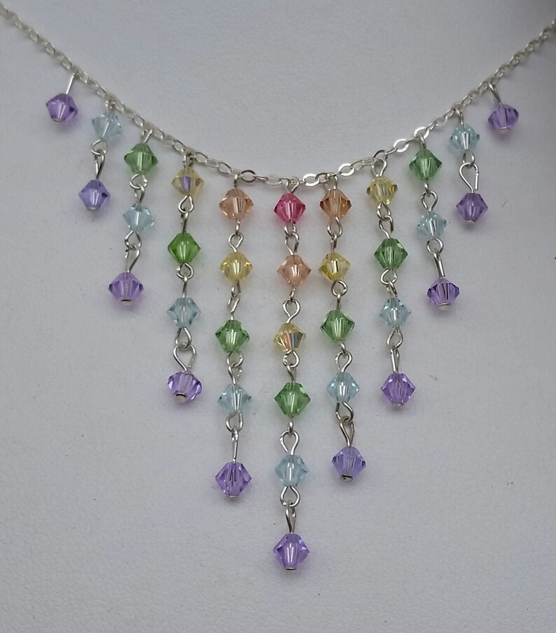 Pastel Multi Swarovski Crystal necklace sterling chakra Etsy