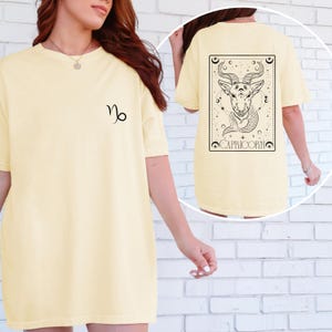 Chemise de tarot du zodiaque Capricorne, t-shirt astrologie, chemise horoscope, dos de carte de tarot, cadeau d'anniversaire