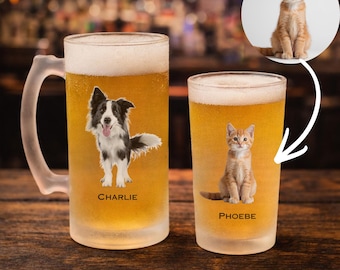 Boccale o bicchiere da birra personalizzato con foto del cane, regalo per la festa del papà dal cane, regali per papà di cani, regali per mamme di cani, articoli per papà di cani, regali per papà di gatti