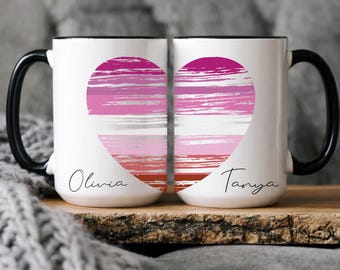 Personalized Lesbian Mug Set, Lesbian Wedding Gifts, Lesbian Engagement Gift, Mrs and Mrs Gift, Anniversary Gift, Gifts for Lesbians