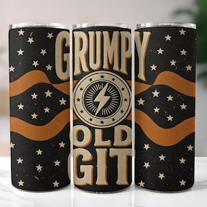 Adesivo per bicchiere termico da 20 oz con scritta "Vecchio brontolone" / Immagine PNG divertente per la sublimazione della festa del papà / Design per adesivo termico da 20 oz per bicchieri termici stretti, dritti e affusolati