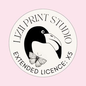 Extended Commercial Licence for 5 Designs | Digital Licence PDF | Up to 1000 Units for Physical Product Sales | Please Read Description