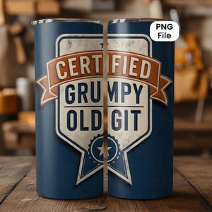 Adesivo per bicchiere termico da 20 oz PNG / Adesivo divertente per bicchiere termico con marito PNG / Design uomo scontroso / Adesivo divertente per padre PNG / Adesivo sottile da 20 oz per sublimazione / Vecchio brontolone