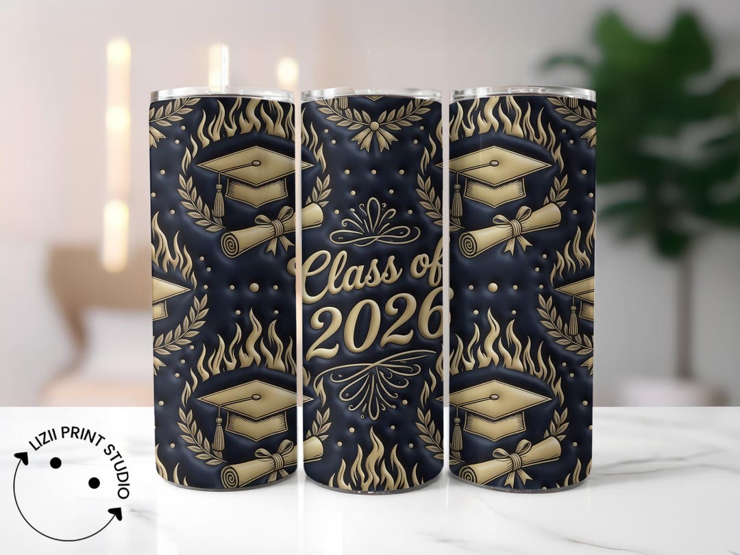 Graduation Tumbler Wrap PNG | Class of 2026 Seamless Design for 20oz ...