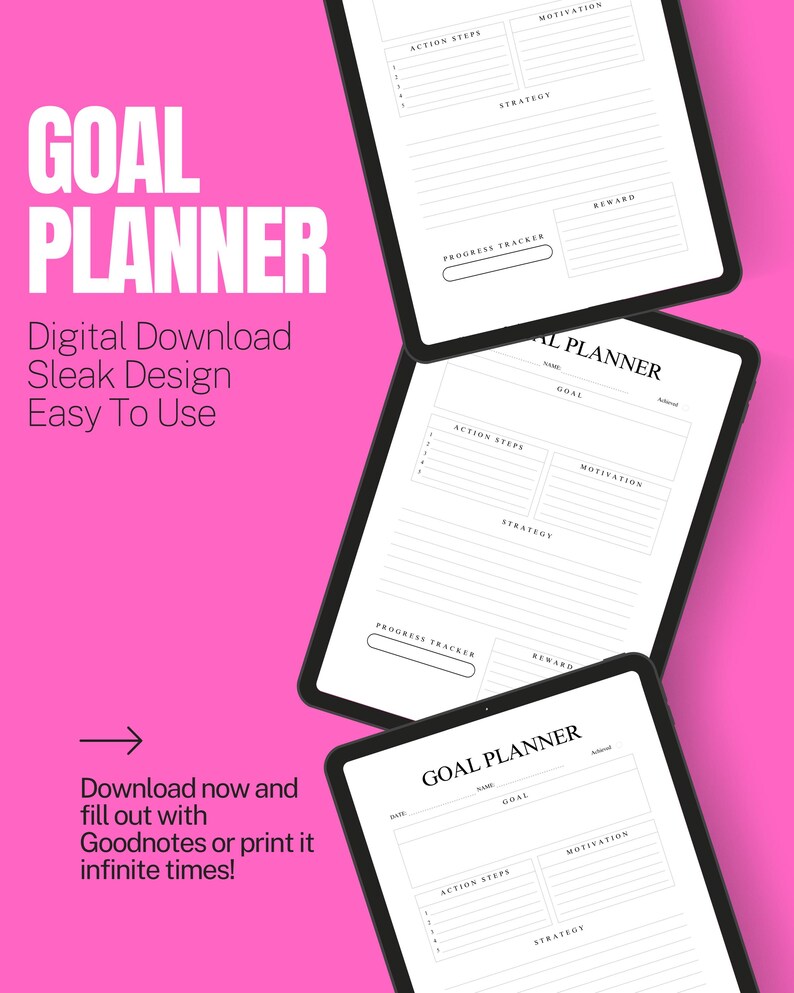 Goal Planner PDF | Printable Goodnotes Template | Minimalist ...