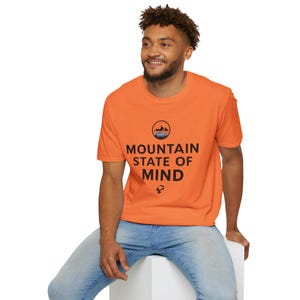 Mountain State of Mind Unisex Softstyle T-Shirt | Perfect for Outdoors, Hiking, Adventure Lovers, Gift for Nature Enthusiasts, Casual Wear