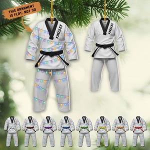 Personalized Karate Gi Ornament, Custom Name Martial Arts Christmas Tree Decoration, Gift for Karate Kid & Dojo Student