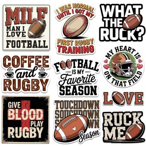 Football Stickers - Waterproof Vinyl Decals for Water Bottles, Laptops - 10pcs