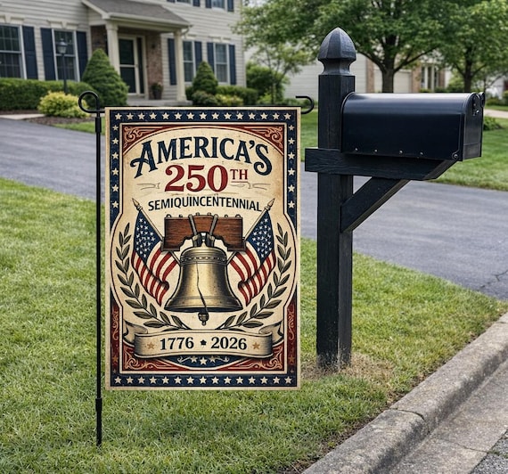 America 250th Semiquincentennial Garden Flag, Liberty Bell Patriotic Yard Decor, 250 Years of Freedom Banner, USA History Gift 1776-2026